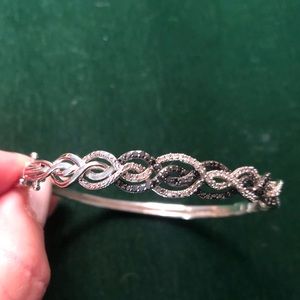 Macy’s Sterling Silver Black and White Diamond Bangle Bracelet